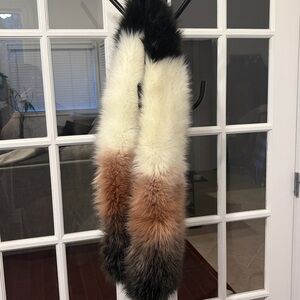 Faux Fur Scarf Black/cream/mauve